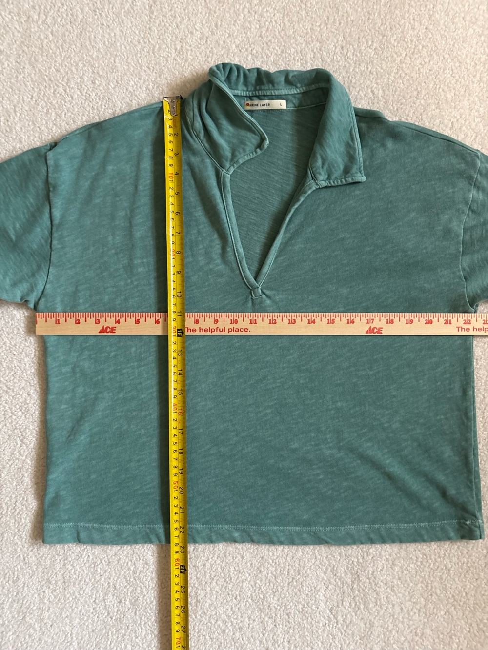 Marine Layer Women’s V-Neck Short Sleeve Polo Tee 100% Cotton Size L Green - Picture 10 of 12